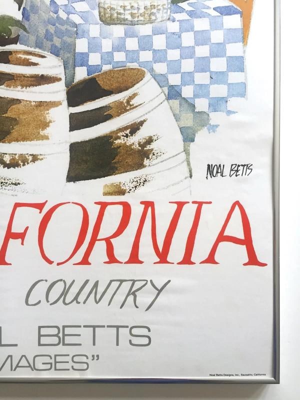 VTG 1980'S NOAL BETTS " CALIFORNIA WINE COUNTRY " LITHOGRAPH PRINT FRAMED POSTER - 8