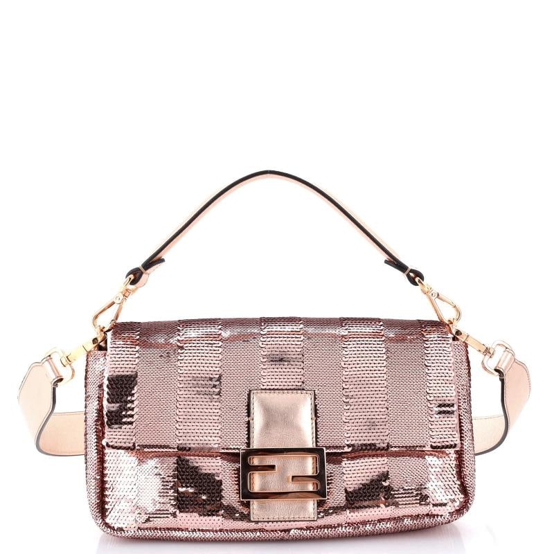 Fendi Baguette NM Bag Sequins Medium: Condition: Pre-owned - Excellent,Brand: Fendi,Exterior Material: Sequins,Style: Shoulder Bags,Exterior Color: Pink,Department: Women,Size: Medium,Accessories: Extra Strap, With Strap Estimated Retail