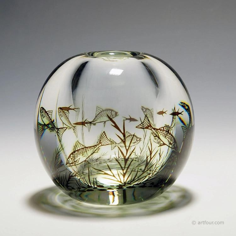 Fish Graal Vase by Edward Hald for Orrefors, Sweden 1957 - 3