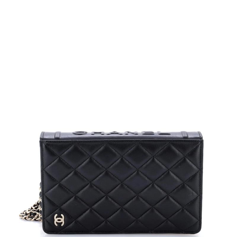 Chanel Book Wallet on Chain Quilted Lambskin: Accessories: Dust Bag Measurements: Handle Drop None", Height 4.5", Width 7.5", Depth 2", Strap Drop 24.5". Condition: Pre-owned - Good,Brand: Chanel,Exterior Material: Leather,Style: