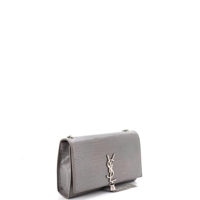 Saint Laurent Classic Monogram Tassel Crossbody Bag Crocodile Embossed Leather - 2