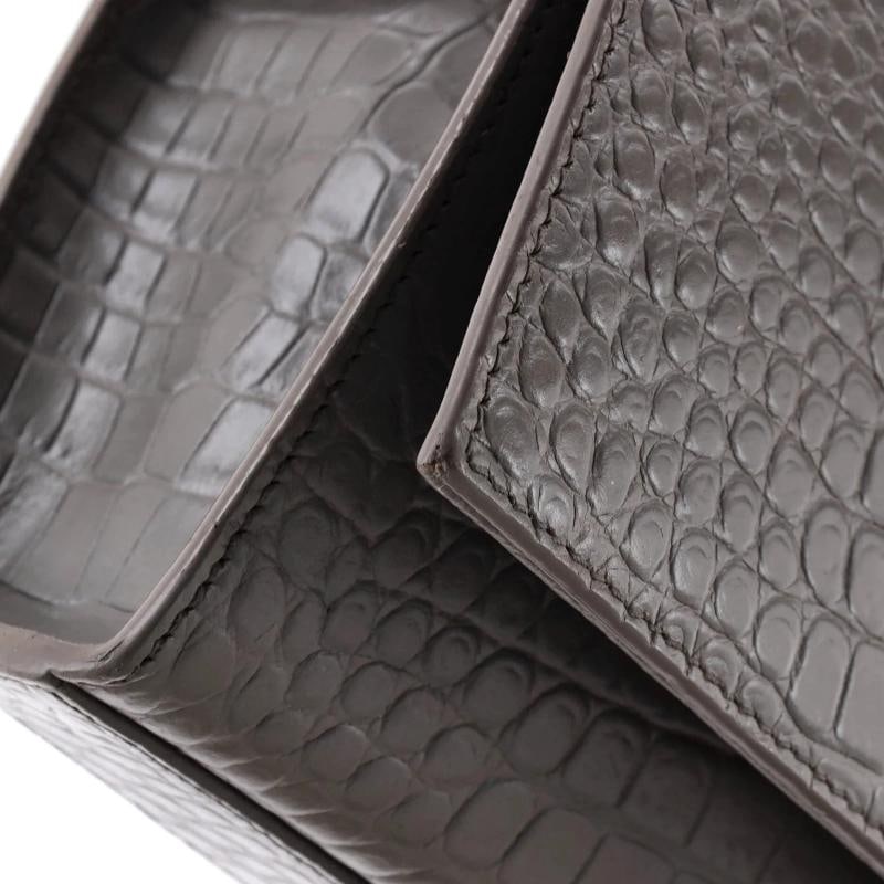 Saint Laurent Classic Monogram Tassel Crossbody Bag Crocodile Embossed Leather - 6