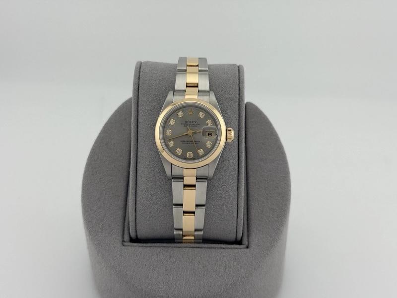 Rolex Ladies Datejust 79163 26mm Silver Diamond Dial 18k Yellow Gold Steel - 5