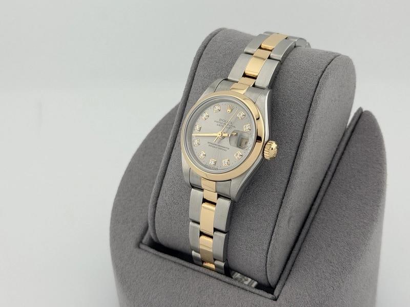 Rolex Ladies Datejust 79163 26mm Silver Diamond Dial 18k Yellow Gold Steel - 6