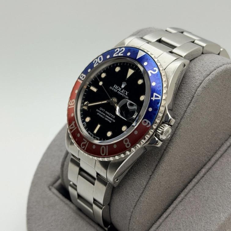Rolex GMT Master Pepsi 16750 40mm Patina Dial Red Blue Bezel Steel Box Paper - 10