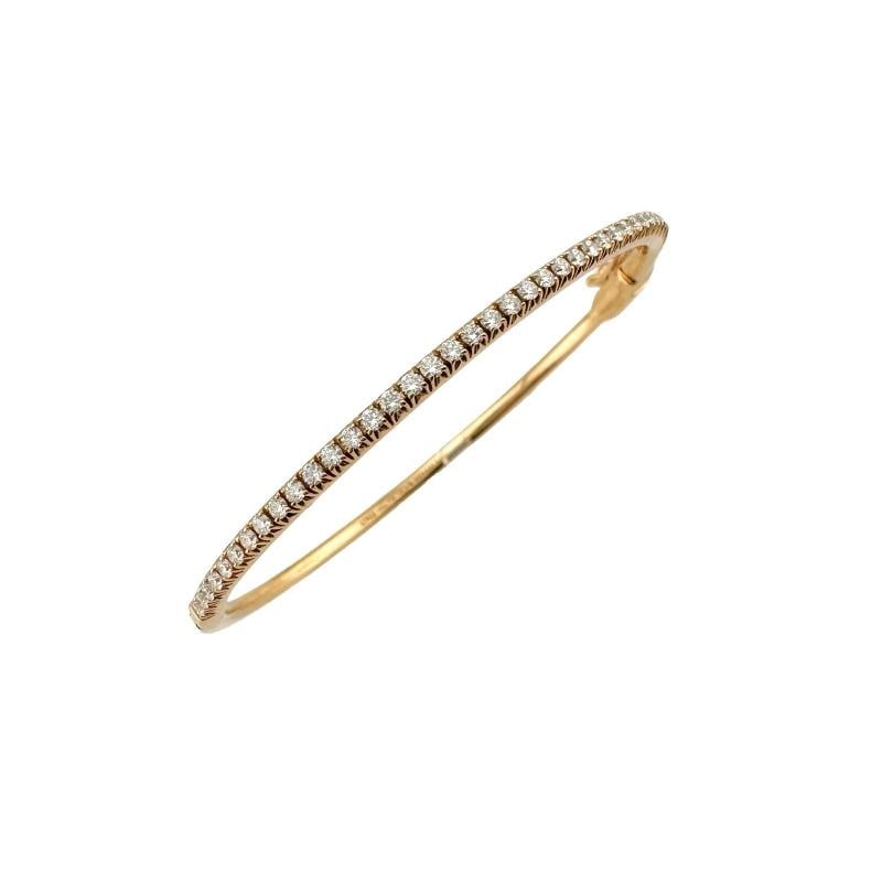 Tiffany & Co 18k Rose Gold Diamond Metro Hinged Bangle Bracelet - 7