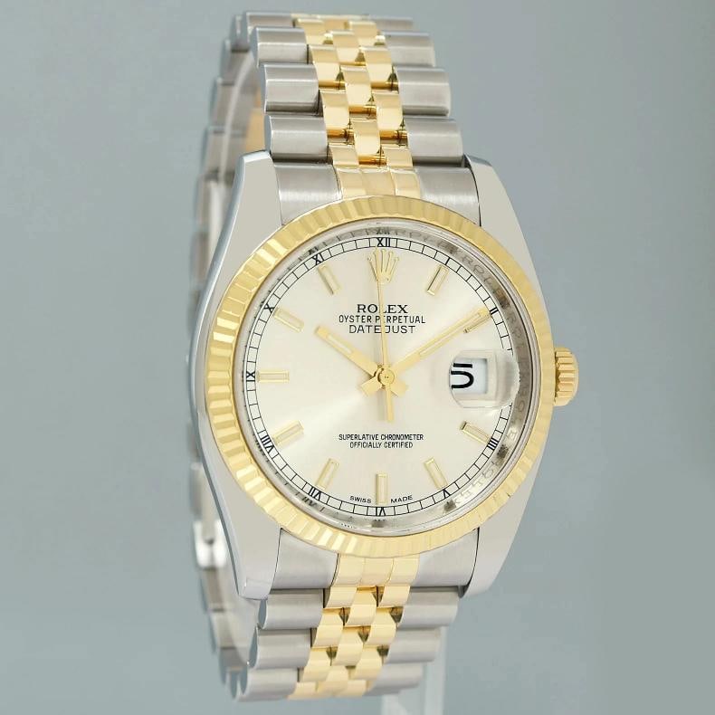 2013 PAPERS MINT Rolex 116233 DateJust Jubilee 36mm Two Tone Gold Silver Stick - 3
