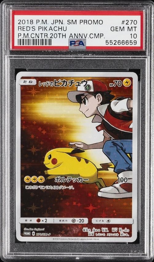2018 POKEMON JAPANESE SM PROMO #270 RED'S PIKACHU PSA 10: Condition: Graded - PSA 10: Professionally graded ,Graded: Yes,Set: 2018 POKEMON JAPANESE SM PROMO,Game: PokÃƒÂ©mon TCG,Character: RED'S PIKACHU,Card Name: RED'S PIKACHU,Grade: