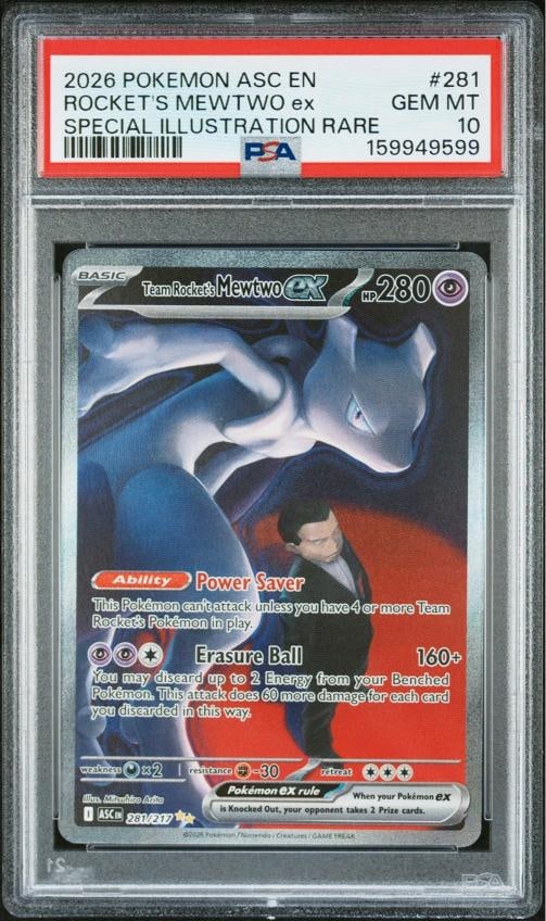 2026 POKEMON ASC EN-ASCENDED HEROES #281 TEAM ROCKET'S MEWTWO EX PSA 10: Condition: Graded - PSA 10: Professionally graded ,Graded: Yes,Set: 2026 POKEMON ASC EN-ASCENDED HEROES,Game: PokÃƒÂ©mon TCG,Character: TEAM ROCKET'S MEWTWO EX,Card Name: TEAM