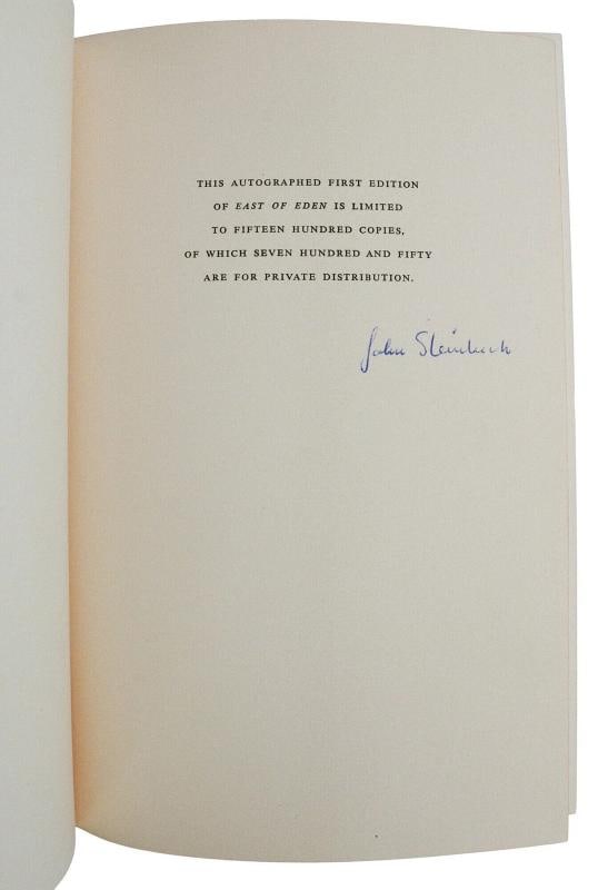 East of Eden ~ JOHN STEINBECK ~ Signed Limited First Edition 1952 ~ 1st - 6