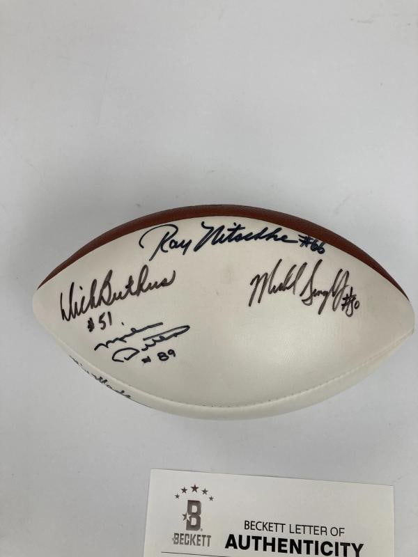 Ray Nitschke Dick Butkus Mike Ditka HOF Multi Signed Football Beckett COA - 2