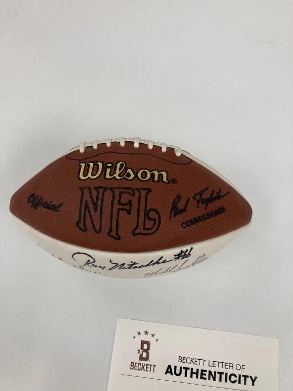Ray Nitschke Dick Butkus Mike Ditka HOF Multi Signed Football Beckett COA - 5