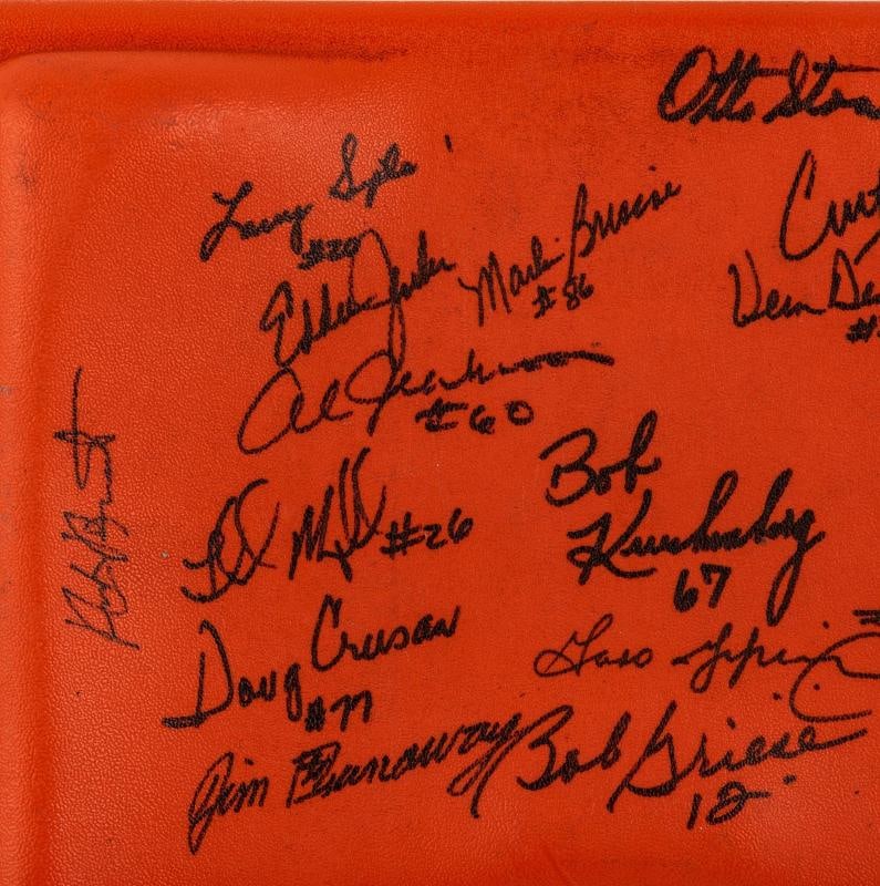 1972 Miami Dolphins Super Bowl Champs Team Signed Orange Bowl Seatback JSA COA - 3
