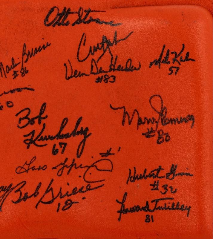 1972 Miami Dolphins Super Bowl Champs Team Signed Orange Bowl Seatback JSA COA - 4