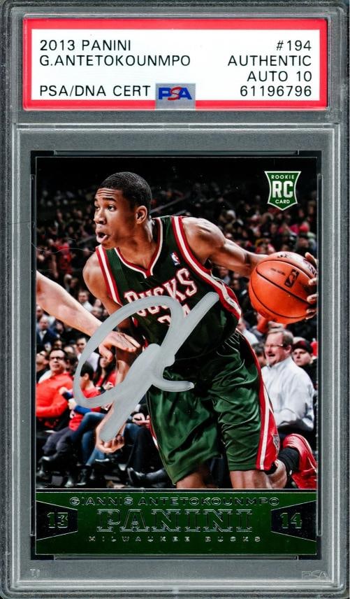 Giannis Antetokounmpo Signed 2013 Panini RC 194 Bucks Auto GM 10 PSA/DNA: Condition: Ungraded - Very good: Not in original packaging or professionally graded ,Player/Athlete: Giannis Antetokounmpo,Player: Giannis Antetokounmpo,Team: Milwaukee Bucks,Sport: