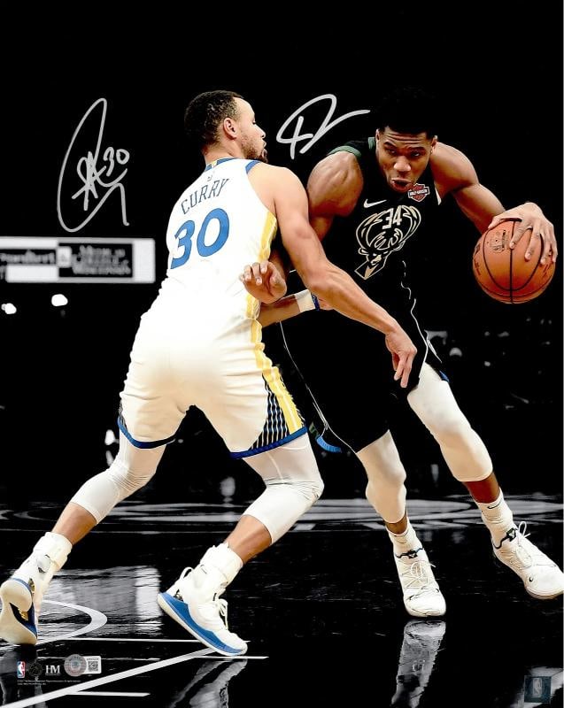 Stephen Curry Giannis Antetokounmpo Auto 16x20 Photo Dual Auto Spotlight Beckett: Player: Giannis Antetokounmpo,Sport: Basketball-NBA,Product: Photo,Signed: Yes,Autograph Authentication: Beckett Authentication Services (BAS),Original/Reprint: Original,Country of Origin: United Stat