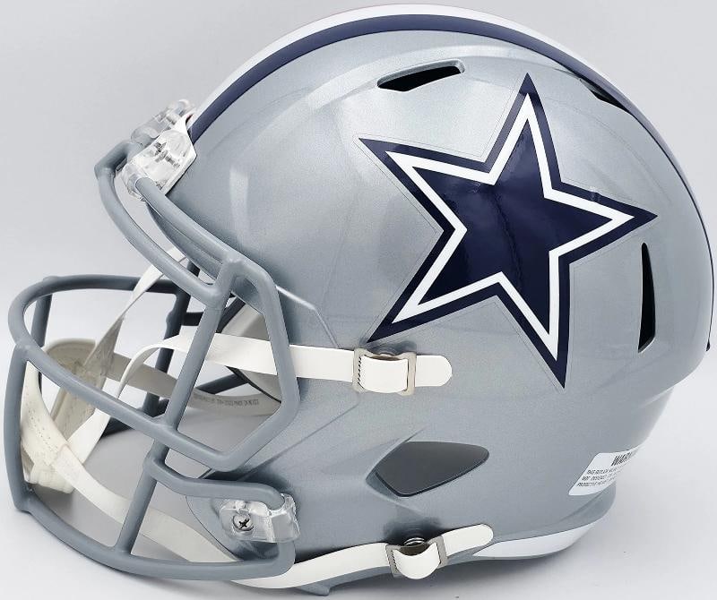 Roger Staubach Auto Cowboys 1976 Throwback Silver Full Size Rep Helmet Beckett - 5