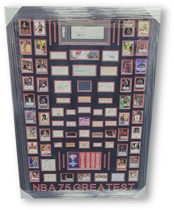NBA 75th Greatest Wilt Chamberlain Kobe Bryant Michael Jordan +72 Auto Framed (1 of 8)