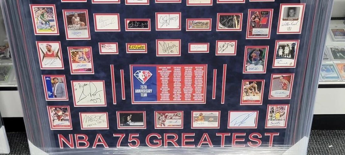 NBA 75th Greatest Wilt Chamberlain Kobe Bryant Michael Jordan +72 Auto Framed - 6