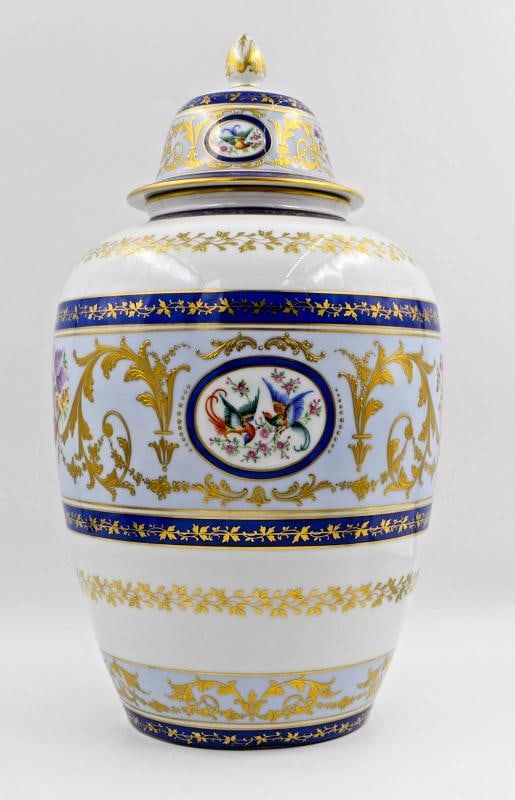 Spectacular Le Tellec Paris Hand Painted Large Ginger Jar - Florals Raised Gold - 2