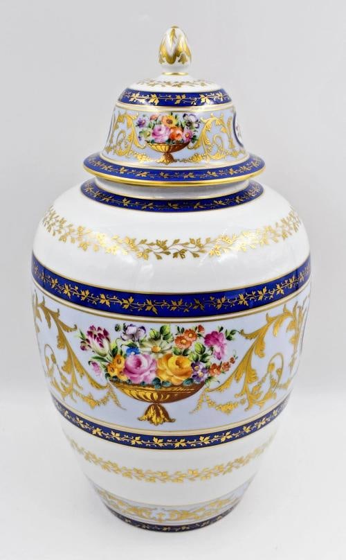 Spectacular Le Tellec Paris Hand Painted Large Ginger Jar - Florals Raised Gold - 3