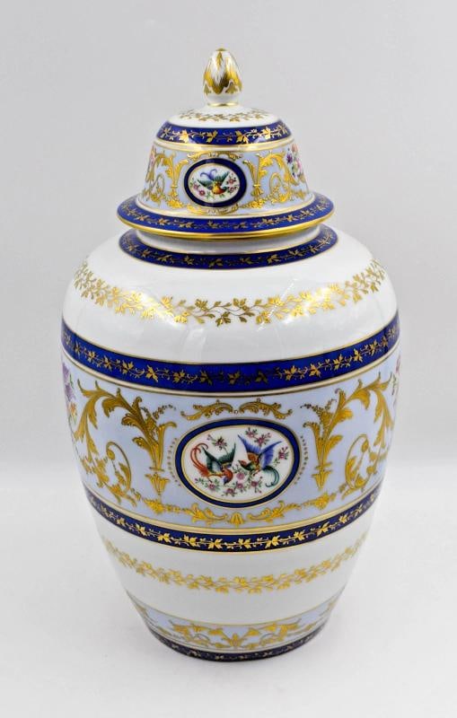 Spectacular Le Tellec Paris Hand Painted Large Ginger Jar - Florals Raised Gold - 5