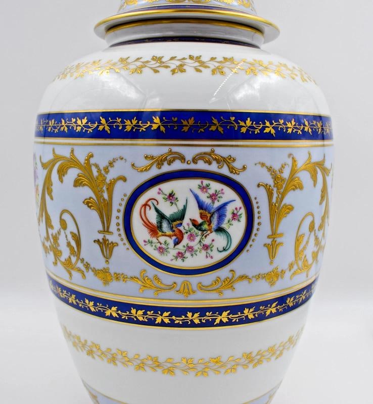 Spectacular Le Tellec Paris Hand Painted Large Ginger Jar - Florals Raised Gold - 8