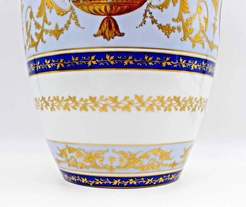Spectacular Le Tellec Paris Hand Painted Large Ginger Jar - Florals Raised Gold - 9