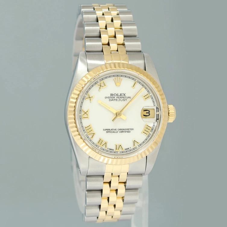 2018 RSC PAPERS Ladies Rolex 68273 Two Tone Gold White Roman Steel 31mm Watch - 4