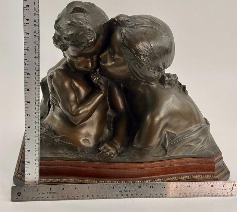 Antique French Bronze Henri Pernot Le Grande Soeur Sculpture - 10