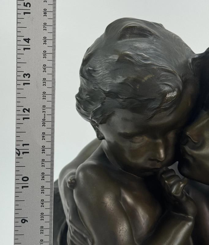Antique French Bronze Henri Pernot Le Grande Soeur Sculpture - 11