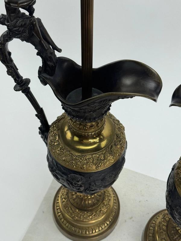 Impressive Pair c1860-1900 French Ormolu Gilt Bronze Ewer Table Lamps - 7