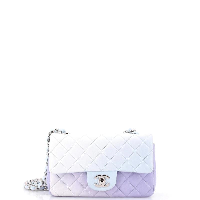 Chanel Classic Single Flap Bag Quilted Ombre Lambskin Mini: Measurements: Height 5", Width 7.5", Depth 2.5" , Condition: Pre-owned - Excellent,Brand: Chanel,Exterior Material: Leather,Style: Shoulder Bags,Exterior Color: Multicolor,Department: Women,Size: Mini