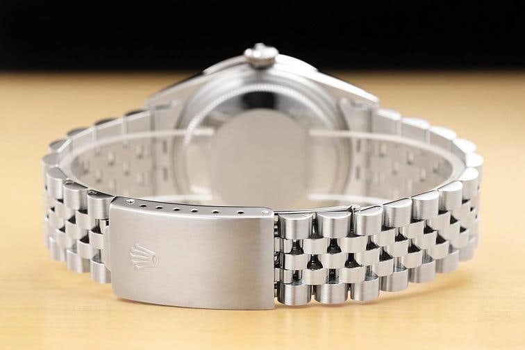 ROLEX MENS DATEJUST 16234 BLUE FACTORY DIAMOND 18K WHITE GOLD STEEL WATCH - 6