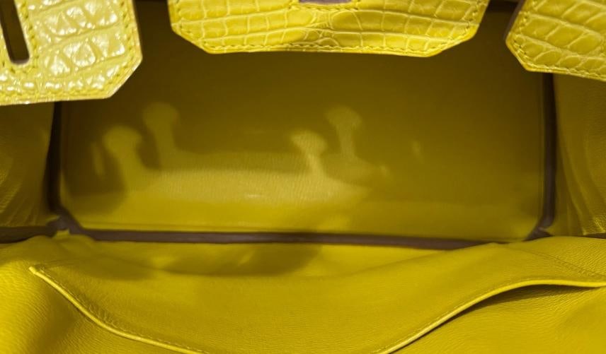 Hermes Birkin 30 Soufre Yellow Jaune Matte Alligator Leather Palladium Hardware - 11