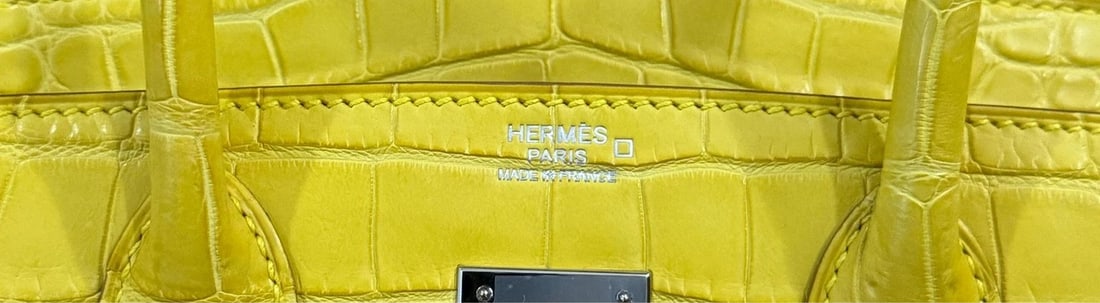 Hermes Birkin 30 Soufre Yellow Jaune Matte Alligator Leather Palladium Hardware - 6