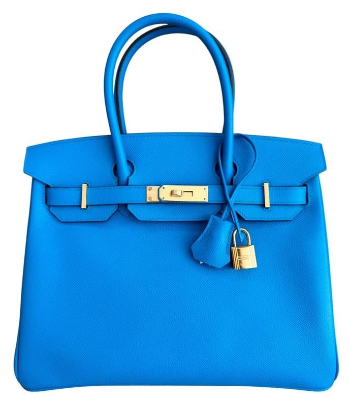 Hermes Birkin 30 Blue Frida Epsom Leather Gold Hardware: Bag Depth 6 in, Bag Height 9 in, Bag Width 12 in. Condition: New without tags,Bag Width: 12 in,Bag Height: 9 in,Closure: Turn Lock,Handle/Strap Color: Blue,Size: 30cm,Handle Style: Top Handle,Lining