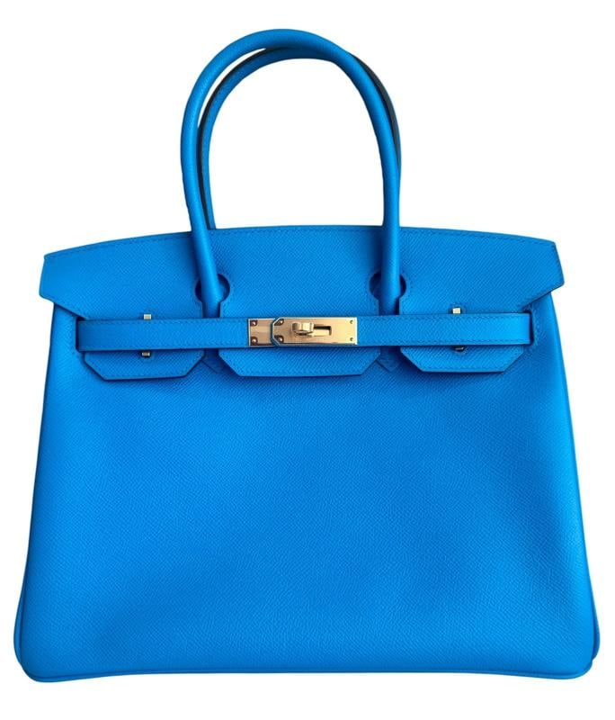 Hermes Birkin 30 Blue Frida Epsom Leather Gold Hardware - 2