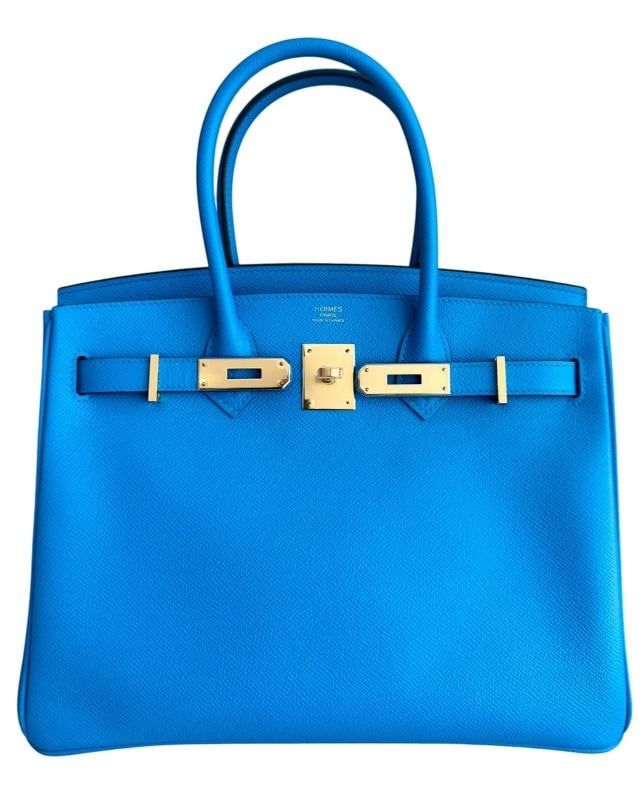 Hermes Birkin 30 Blue Frida Epsom Leather Gold Hardware - 3
