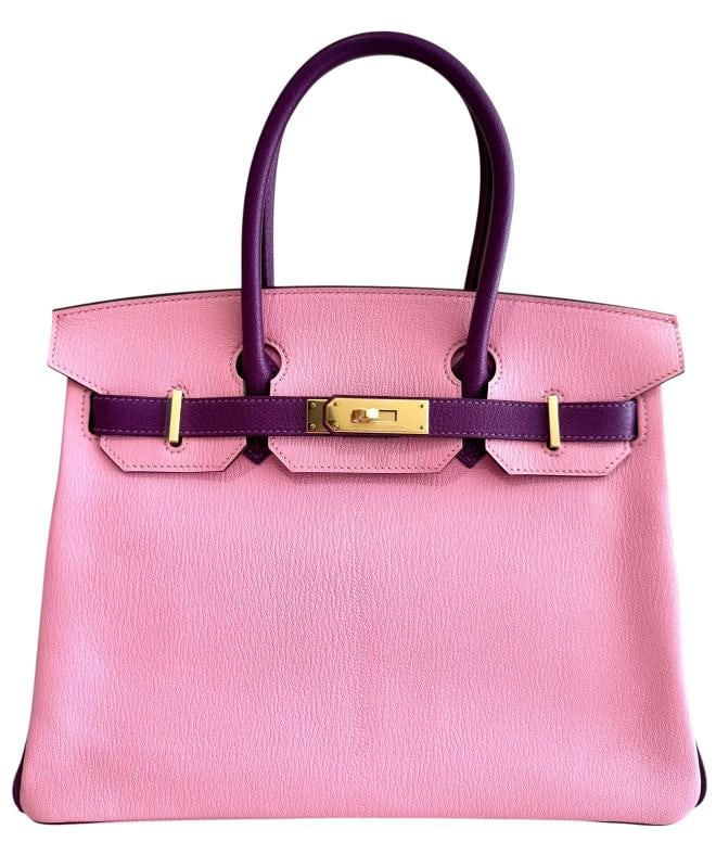 Hermes Birkin 30 Special Order Bubblegum Pink Anemone Purple Chevre Gold HWR - 2