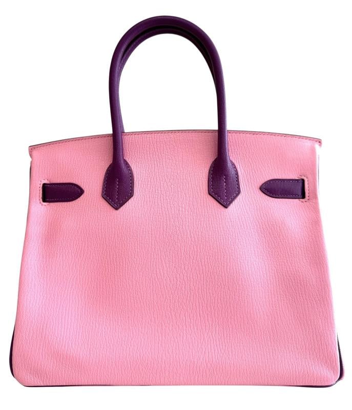 Hermes Birkin 30 Special Order Bubblegum Pink Anemone Purple Chevre Gold HWR - 4