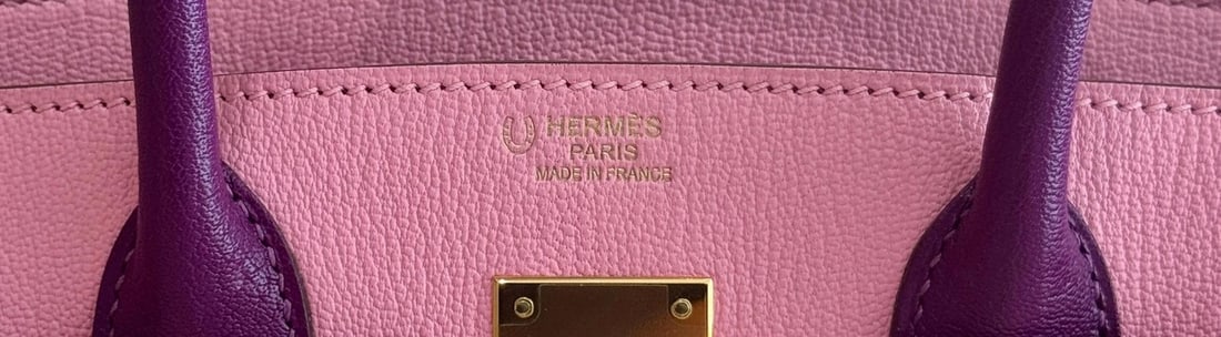 Hermes Birkin 30 Special Order Bubblegum Pink Anemone Purple Chevre Gold HWR - 6