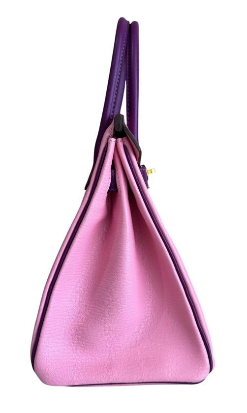 Hermes Birkin 30 Special Order Bubblegum Pink Anemone Purple Chevre Gold HWR - 7