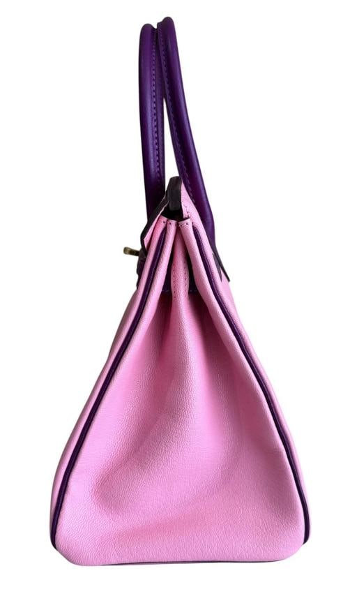 Hermes Birkin 30 Special Order Bubblegum Pink Anemone Purple Chevre Gold HWR - 8