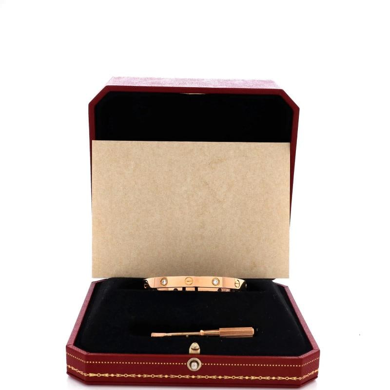 Cartier Love 4 Diamond Bracelet 18K Rose Gold with Diamonds - 2