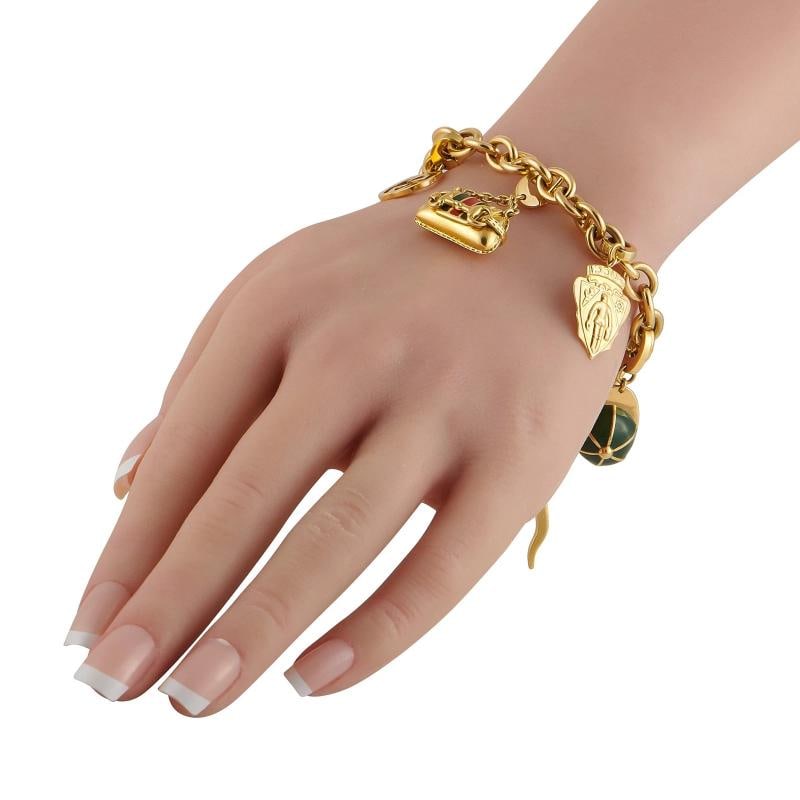 Gucci Vintage 18K Yellow Gold Charm Bracelet - 2