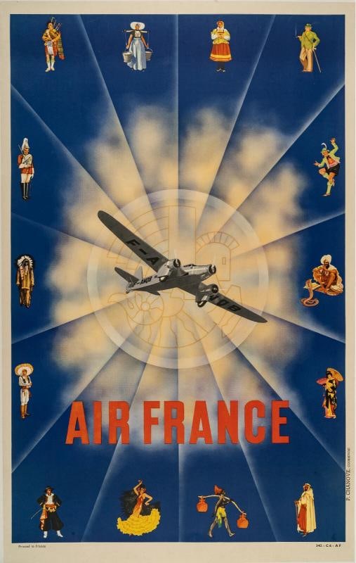Original Air France Posters, Flamenco, Kimono, Sombrero, Indian, Dewoitine, 1935-: Condition: Used,Pays d'origine: France,Epoque: RÃƒÂ©tro (1900-1979),Dimensions: 62 x 100 cm,Impression: Couleur,ThÃƒÂ¨me: Aviation Artiste : Anonyme Titre : Air