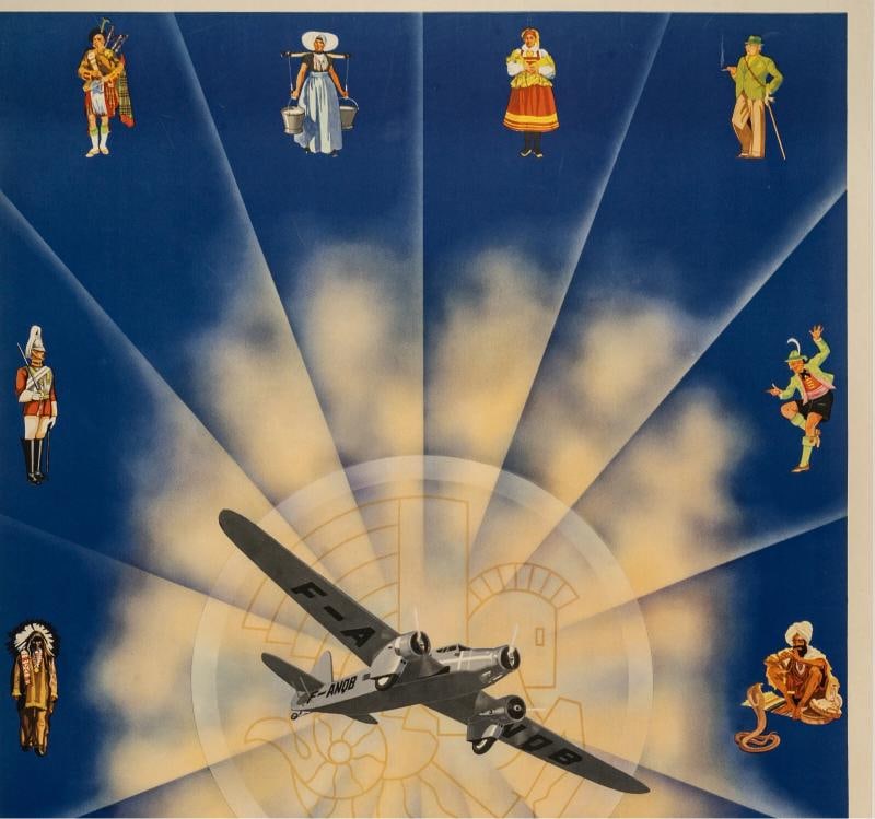 Original Air France Posters, Flamenco, Kimono, Sombrero, Indian, Dewoitine, 1935- - 2