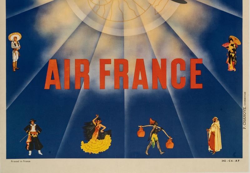 Original Air France Posters, Flamenco, Kimono, Sombrero, Indian, Dewoitine, 1935- - 3