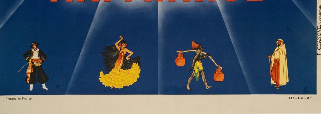 Original Air France Posters, Flamenco, Kimono, Sombrero, Indian, Dewoitine, 1935- - 5
